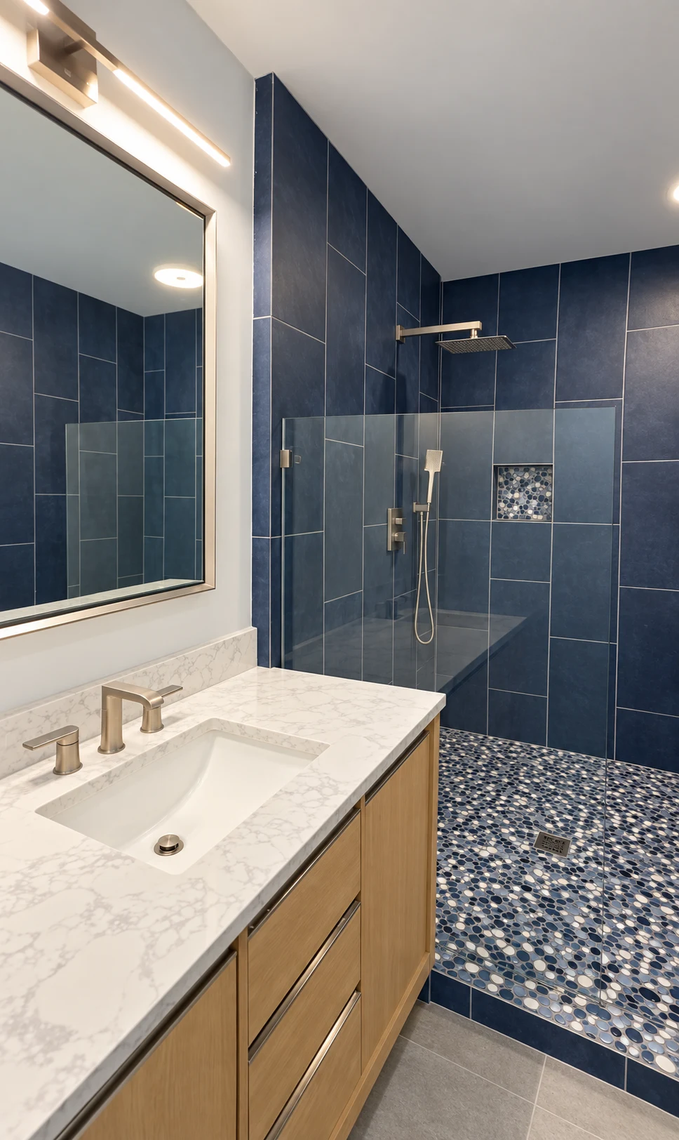 Navy tile & refined finishes · Cinco Ranch Tx